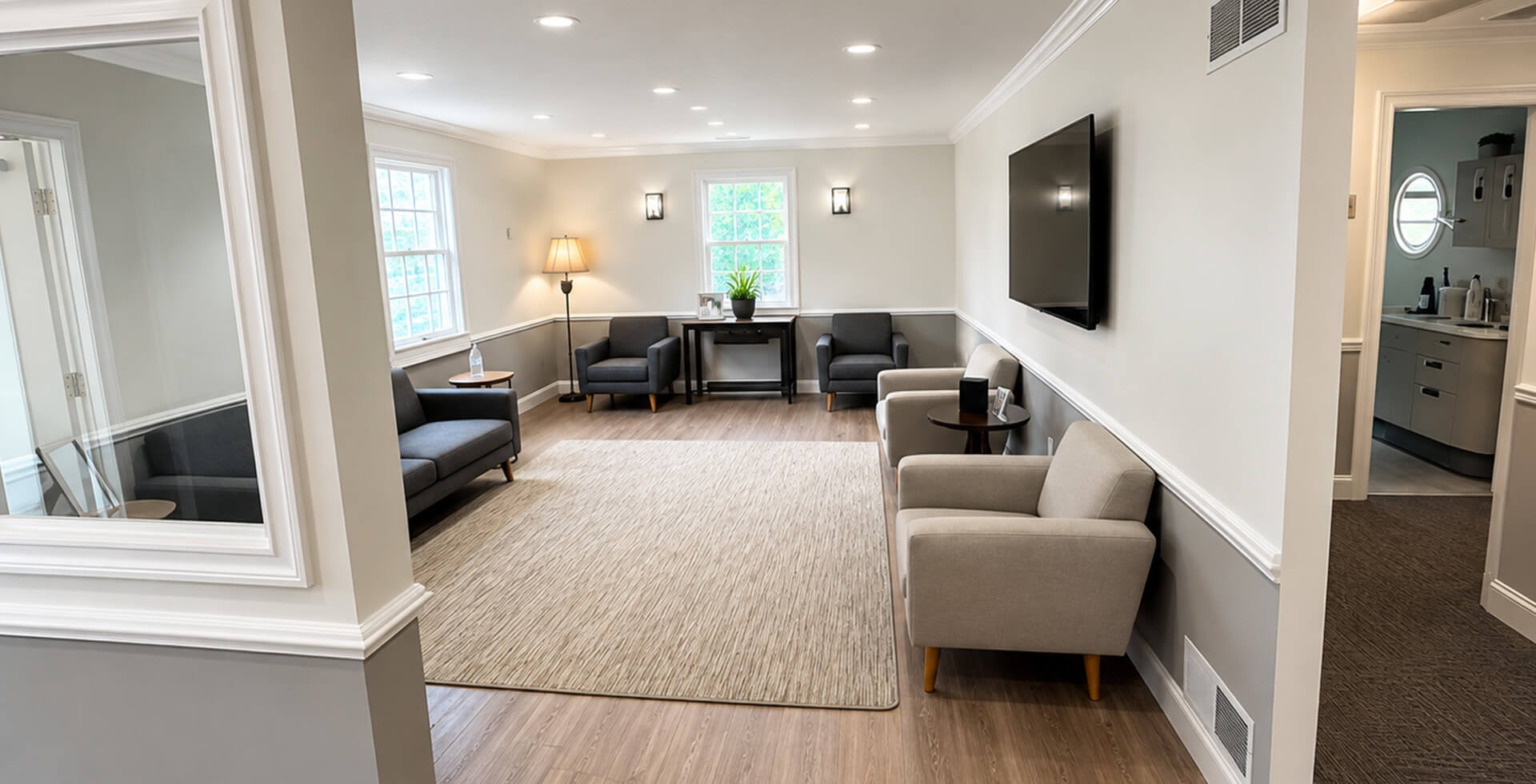 Black and white painted living room